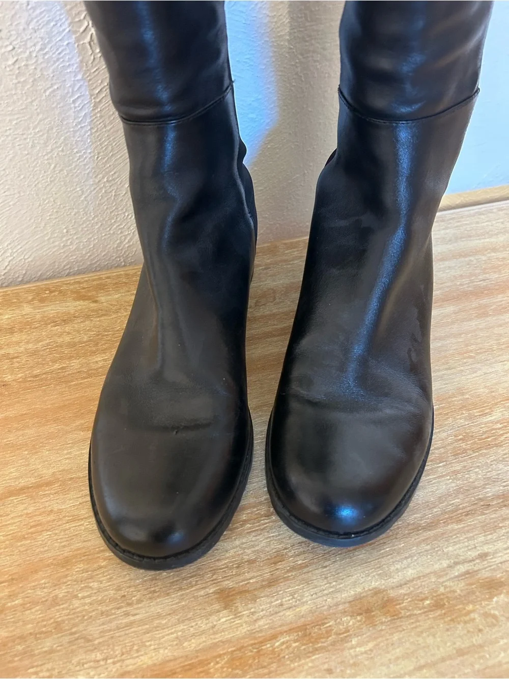 Stuart Weitzman 5050 Black Over-the-Knee Leather Boots, 8